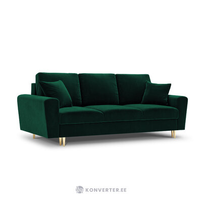 Moghan sofa, 3-vietis (micadon home) buteliukas žalias, aksominis, auksinis metalas