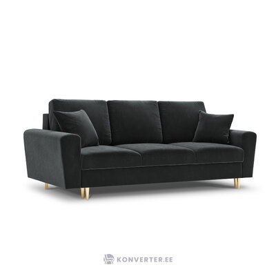 Moghan sofa, 3-seater (micadon home) dark gray, velvet, gold metal