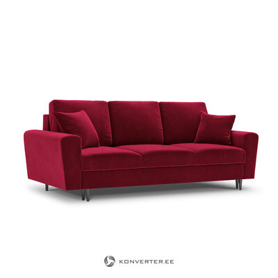 Moghan sofa, 3-seater (micadon home) red, velvet, black chrome metal