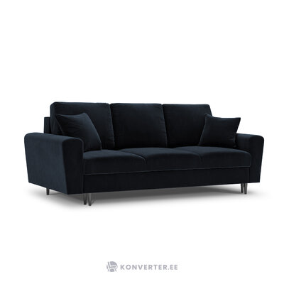 Moghan sofa, 3-seater (micadon home) dark blue, velvet, black chrome metal