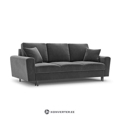 Moghan sofa, 3-seater (micadon home) light gray, velvet, black chrome metal