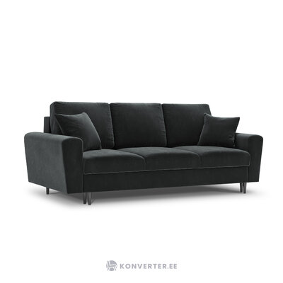 Moghan sofa, 3-seater (micadon home) dark gray, velvet, black chrome metal