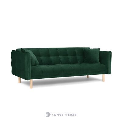 Bubble sofa, 3-vietė (micadoni home) buteliukas žalias, aksomas, natūralus buko mediena