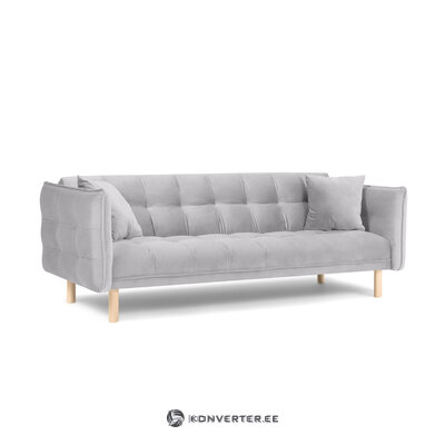 Bubble sofa, 3-seater (micadon home) silver, velvet, natural beech wood