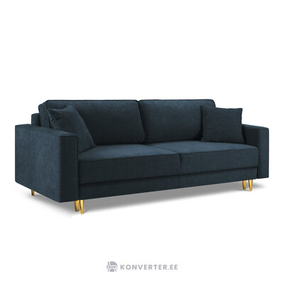 Dunas sofa, 3 vieta (micadon home) tamsiai mėlyna, struktūrinio audinio, auksinis metalas