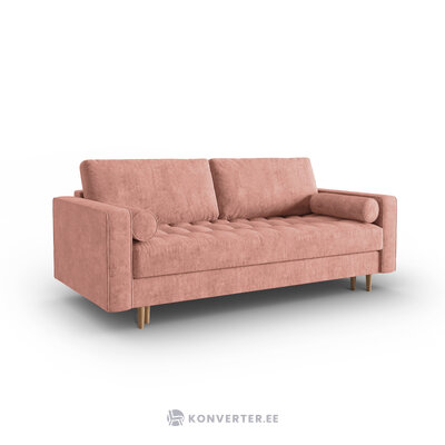 Sofa gobi, 3-seater (micadoni home) pink, structured fabric, natural beech wood