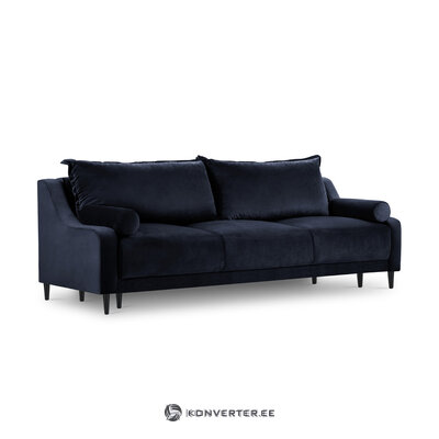 Rutile sofa, 3-seater (micadon home) deep blue, velvet, black chrome metal