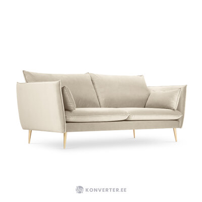 Sofa agate, 3-seater (micadoni home) beige, velvet, gold metal