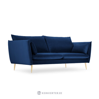 Sofa agate, 3-seater (micadon home) deep blue, velvet, gold metal