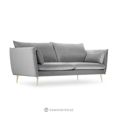 Sofa agate, 3-seater (micadon home) light gray, velvet, gold metal