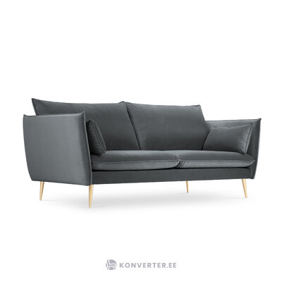 Sofa agate, 3-seater (micadon home) dark gray, velvet, gold metal