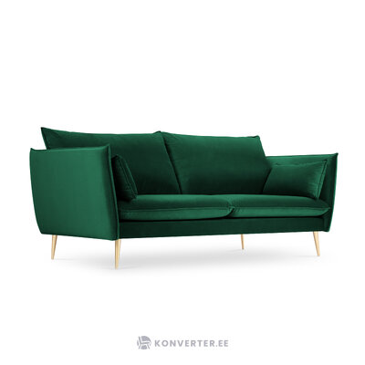 Sofa agatas, 3-vietis (micadoni home) buteliukas žalias, aksominis, auksinis metalas