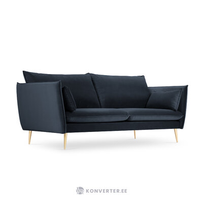 Sofa agate, 3-seater (micadon home) dark blue, velvet, gold metal