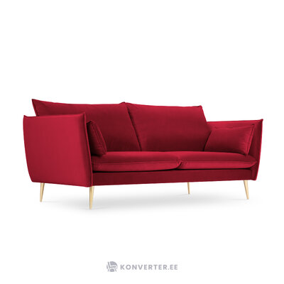 Sofa agate, 3-seater (micadon home) red, velvet, gold metal