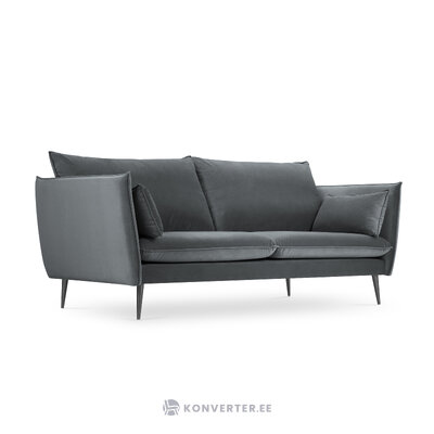 Sofa agate, 3-seater (micadon home) dark gray, velvet, black metal