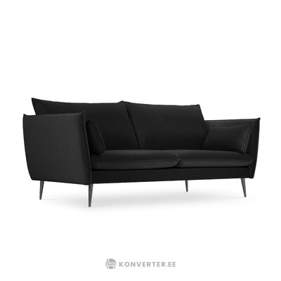 Sofa agate, 3-seater (micadoni home) black, velvet, black metal