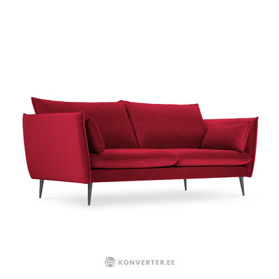 Sofa agate, 3-seater (micadoni home) red, velvet, black metal