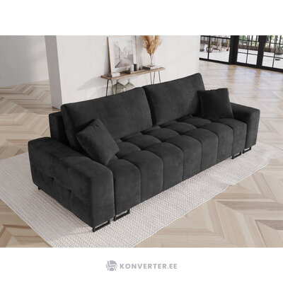 Sofa byron, 3-vietė (micadon home) tamsiai pilka, aksominė, juodo metalo