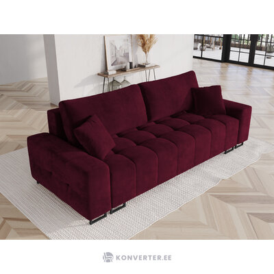 Sofa byron, 3-vietė (micadon home) tamsiai raudona, aksominė, juodo metalo