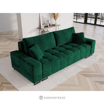 Sofa byron, 3 vietų (micadon home) buteliukas žalias, aksominis, juodas metalas