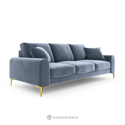 Larnite dīvāns, 3-vietīgs (micadon home) gaiši zils, samts, zelta metāls
