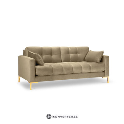 Sofa mamaia, 3-seater (micadoni home) beige, velvet, gold metal