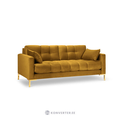 Sofa mamaia, 3-seater (micadon home) yellow, velvet, gold metal