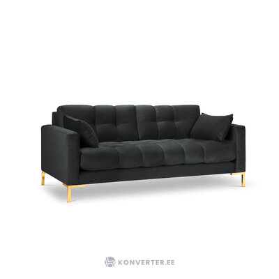 Sofa mamaia, 3-seater (micadon home) dark gray, velvet, gold metal