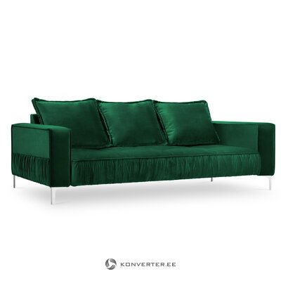 Jardanite dīvāns, 3-vietīgs (micadon home) pudele zaļš, samts, sudraba metāls