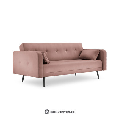 Dīvāns jašma, 3-vietīgs (micadon home) rozā, samts, melnais dižskābardis