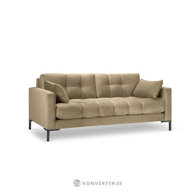 Sofa mamaia, 3-vietė (micadoni home) smėlio spalvos, aksominė, juodo metalo