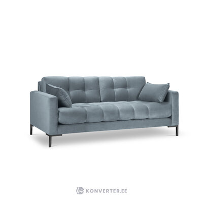 Sofa mamaia, 3-seater (micadoni home) light blue, velvet, black metal