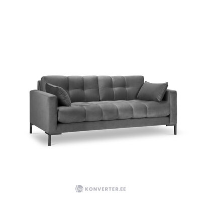 Sofa mamaia, 3-vietė (micadoni home) šviesiai pilka, aksominė, juodo metalo