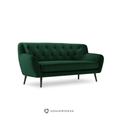 Dīvāns vizla, 3-vietīgs (micadoni home) pudele zaļš, samts, melns dižskābardis