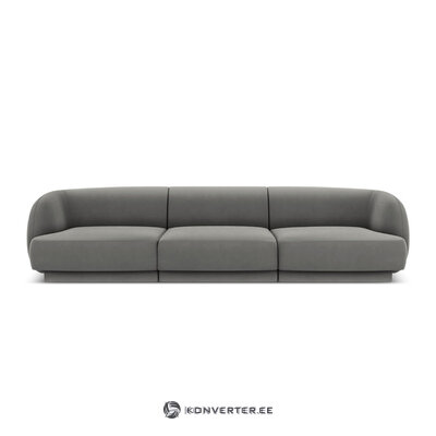 Sofa miley (micadon ribotas leidimas) šviesiai pilka, aksominė, 74x85x259