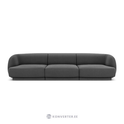 Sofa miley (micadon ribotas leidimas) pilka, aksominė, 74x85x259