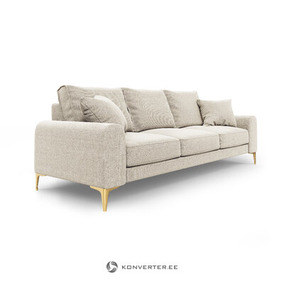 Larnito sofa, 3-vietė (micadon home) šviesiai smėlio spalvos, struktūrinis audinys, auksinis metalas