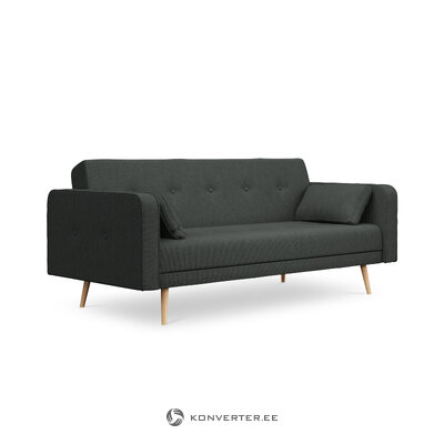 Sofa jaspis, 3-vietė (micadoni home) tamsiai pilka, struktūrinis audinys, natūralus buko mediena