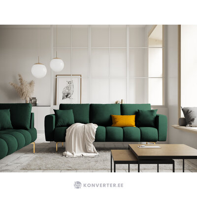 Мальвин диван, 3-х местный (микадон хоум) бутылочно-зеленый, бархат, золотой металл