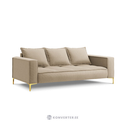 Marram dīvāns, 3-vietīgs (micadon home) bēšs, strukturēts audums, zelta metāls