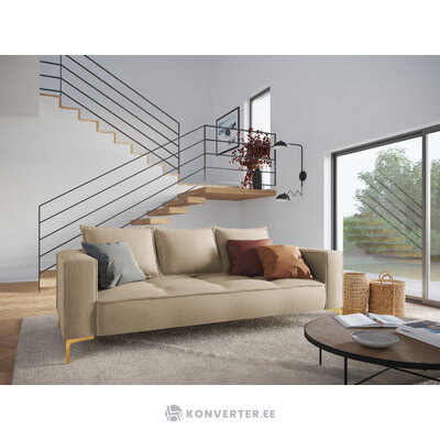 Marram sofa, 3 vietų (micadon home) smėlio spalvos, struktūrinis audinys, auksinis metalas