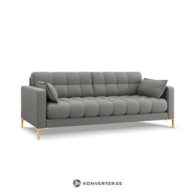 Sofa mamaia, 3-seater (micadoni home), gray, structured fabric, gold metal