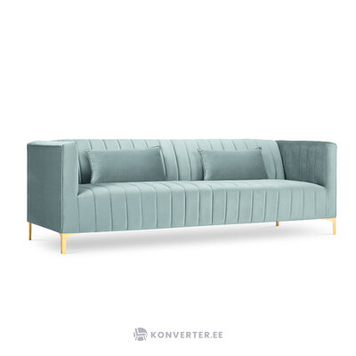 Anite sofa, 3-viete (micadon home) mėtinė, aksominė, auksinis metalas