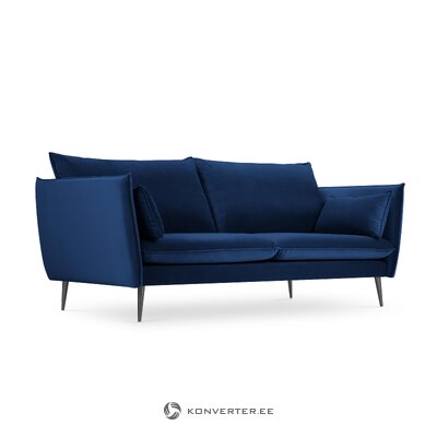 Dīvāns ahāts, 4-vietīgs (micadoni home) dziļi zils, samts, melns metāls