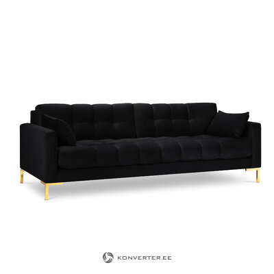 Sofa mamaia, 4-vietė (micadon home) juoda, aksominė, auksinė metalinė