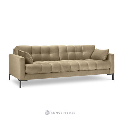 Sofa mamaia, 4-vietė (micadoni home) smėlio spalvos, aksominė, juodo metalo