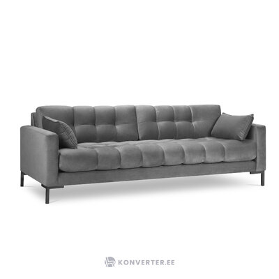 Sofa mamaia, 4-vietė (micadoni home) šviesiai pilka, aksominė, juodo metalo