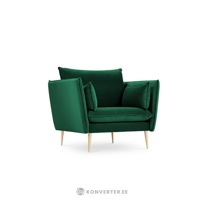 Кресло агат, (микадони домашний) бутылочно-зеленый, бархат, золотой металл