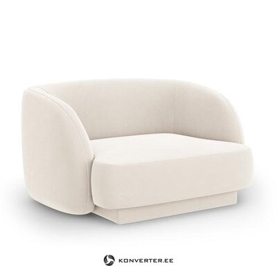 Light beige velvet armchair miley (micadon home) with a beauty flaw