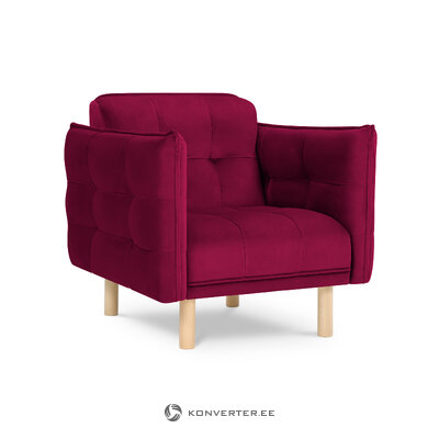 Burbulinis fotelis, (micadoni home) raudona, aksominė, natūrali buko mediena